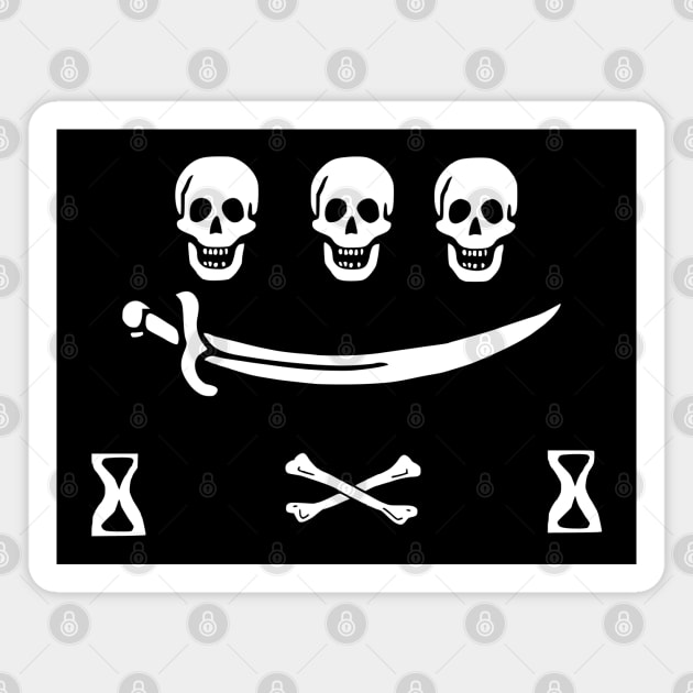 Jolly Roger Pirate Flag - Pirate Jean Thomas Dulaien Flag Magnet by Yesteeyear